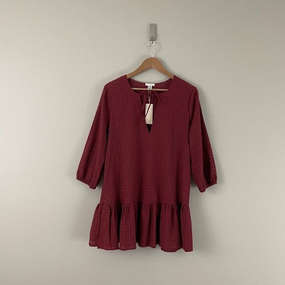 Eberjey Portola Tessa Semi-Sheer Eyelet Dress in Brick Size Medium - Picture 1 of 6